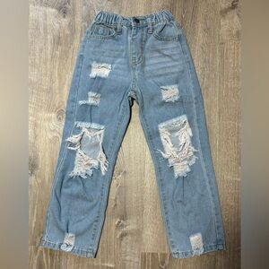 Girls Wide-Leg Distressed Jeans